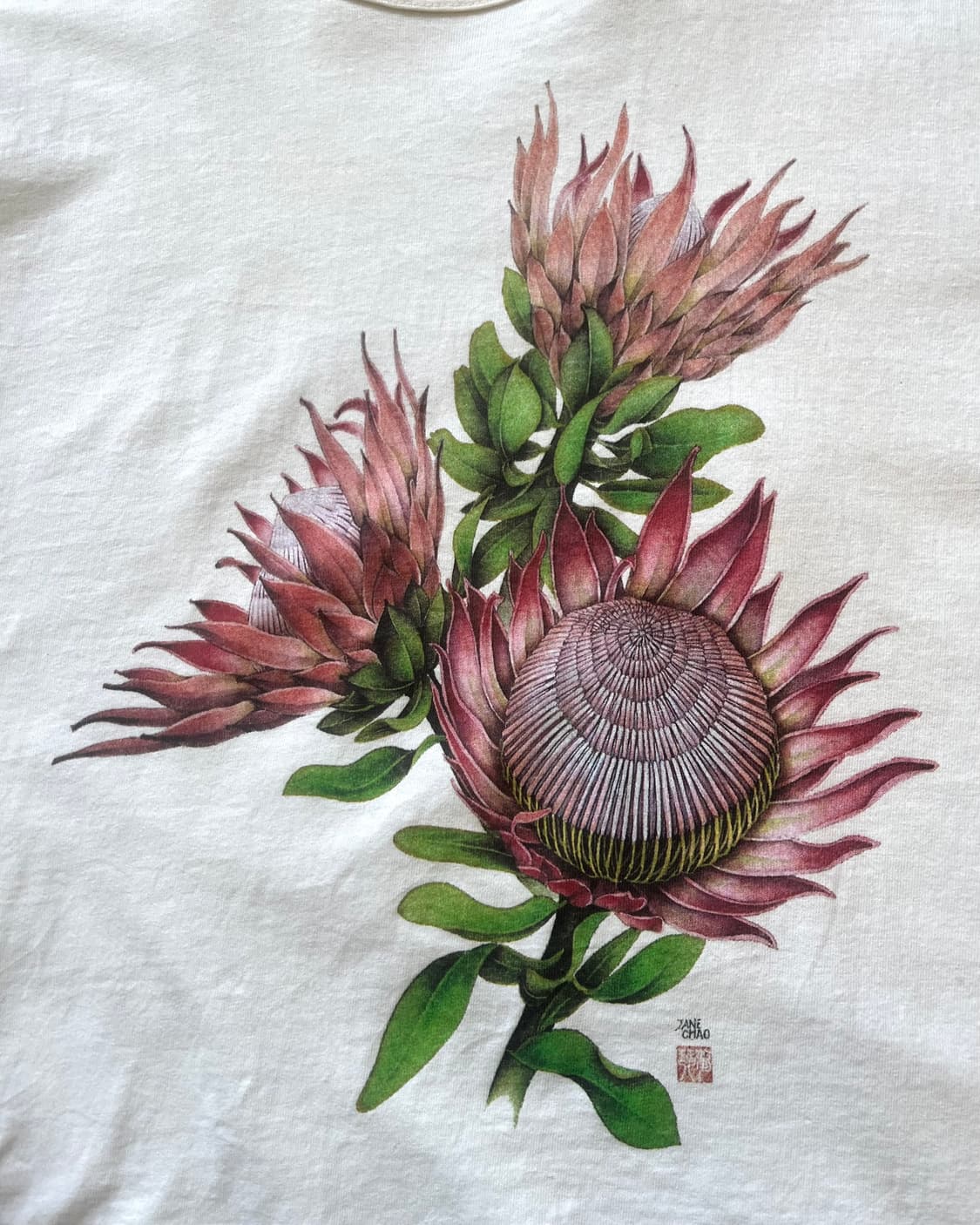 1990s JANE CHAO Floral Art 1/2 T-Shirt 상품이미지5