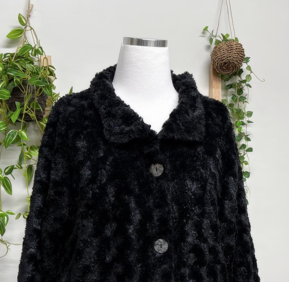 JPN/ 블랙 털 자켓 코트 숏코트 크롭코트 블랙퍼  상품이미지2