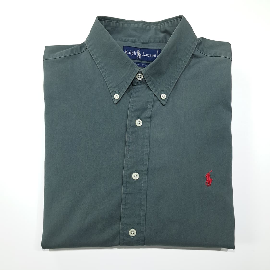 CL683 XL 폴로 90s 코튼 레드포니 세이지그린 셔츠 남방 상품이미지7