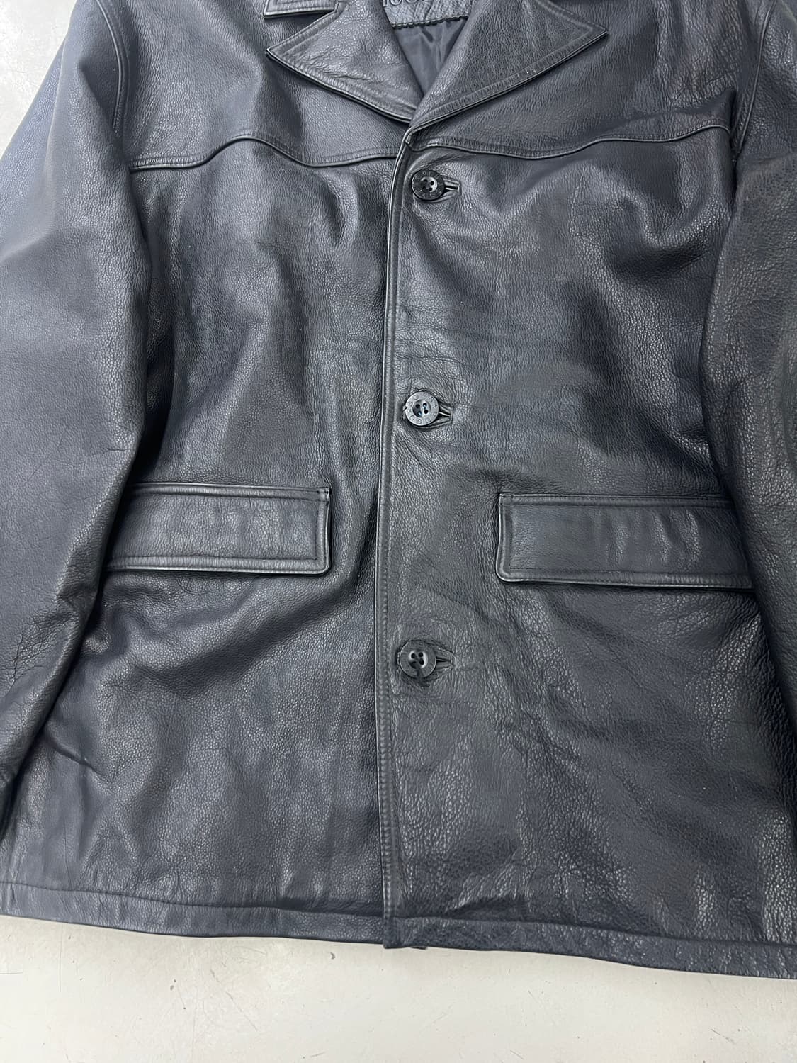 90s 휴고보스 레더 카코트 상품이미지4