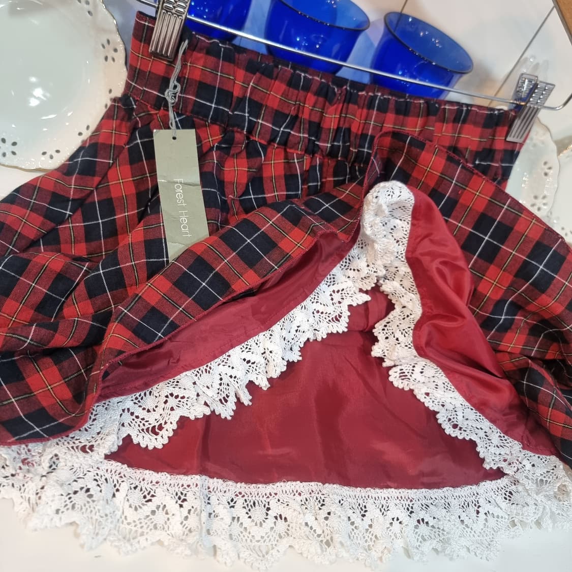 레드 체크 레이스 미니스커트 상품이미지5