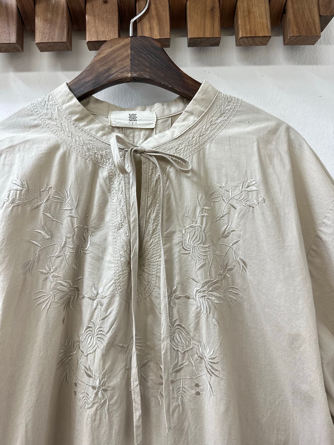 일본빈티지 플로럴 자수 퍼프 소매 롱 원피스  상품이미지3