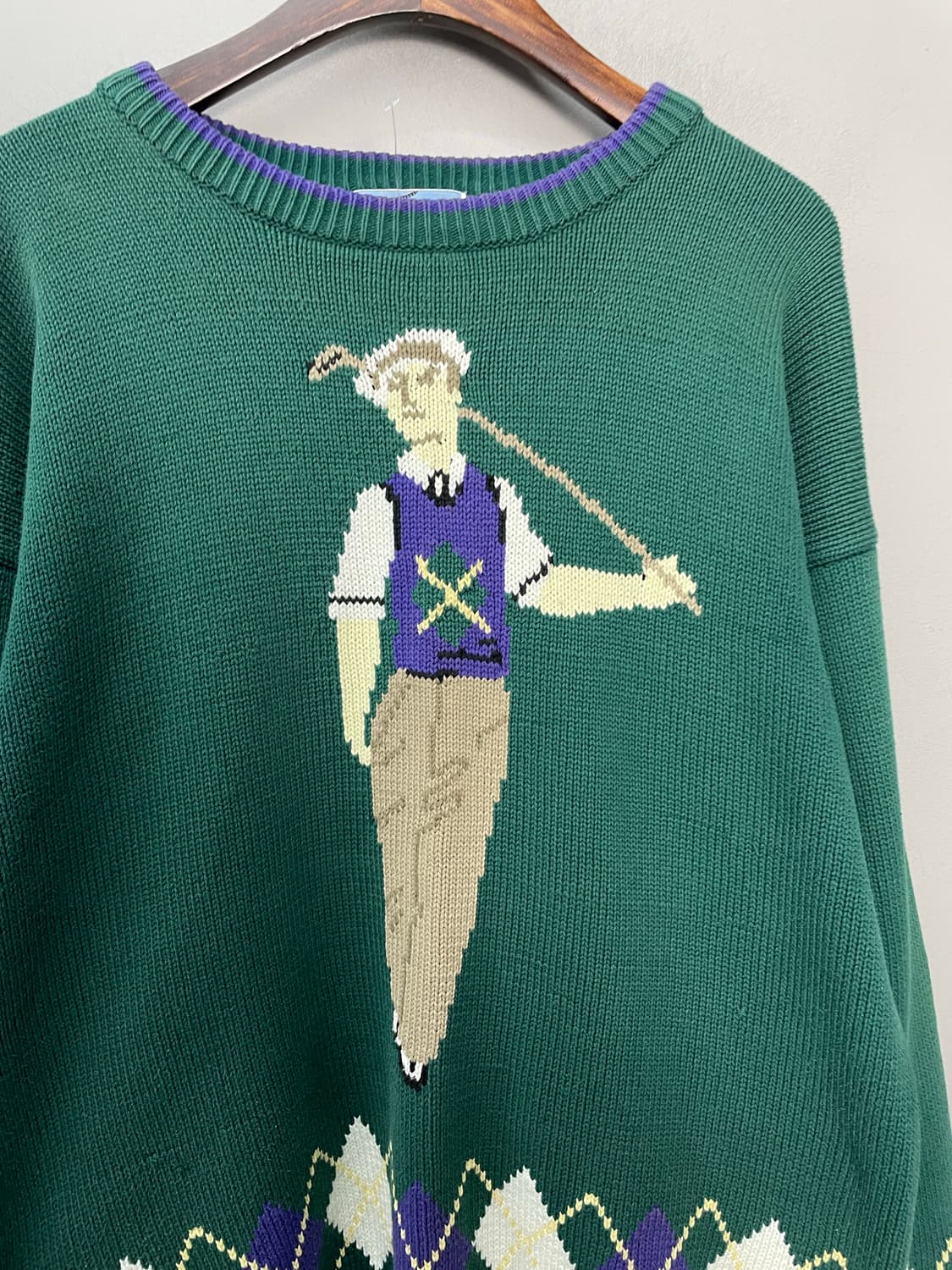 빈티지 풀오버 아가일 골프 그린 니트 H1661 상품이미지3