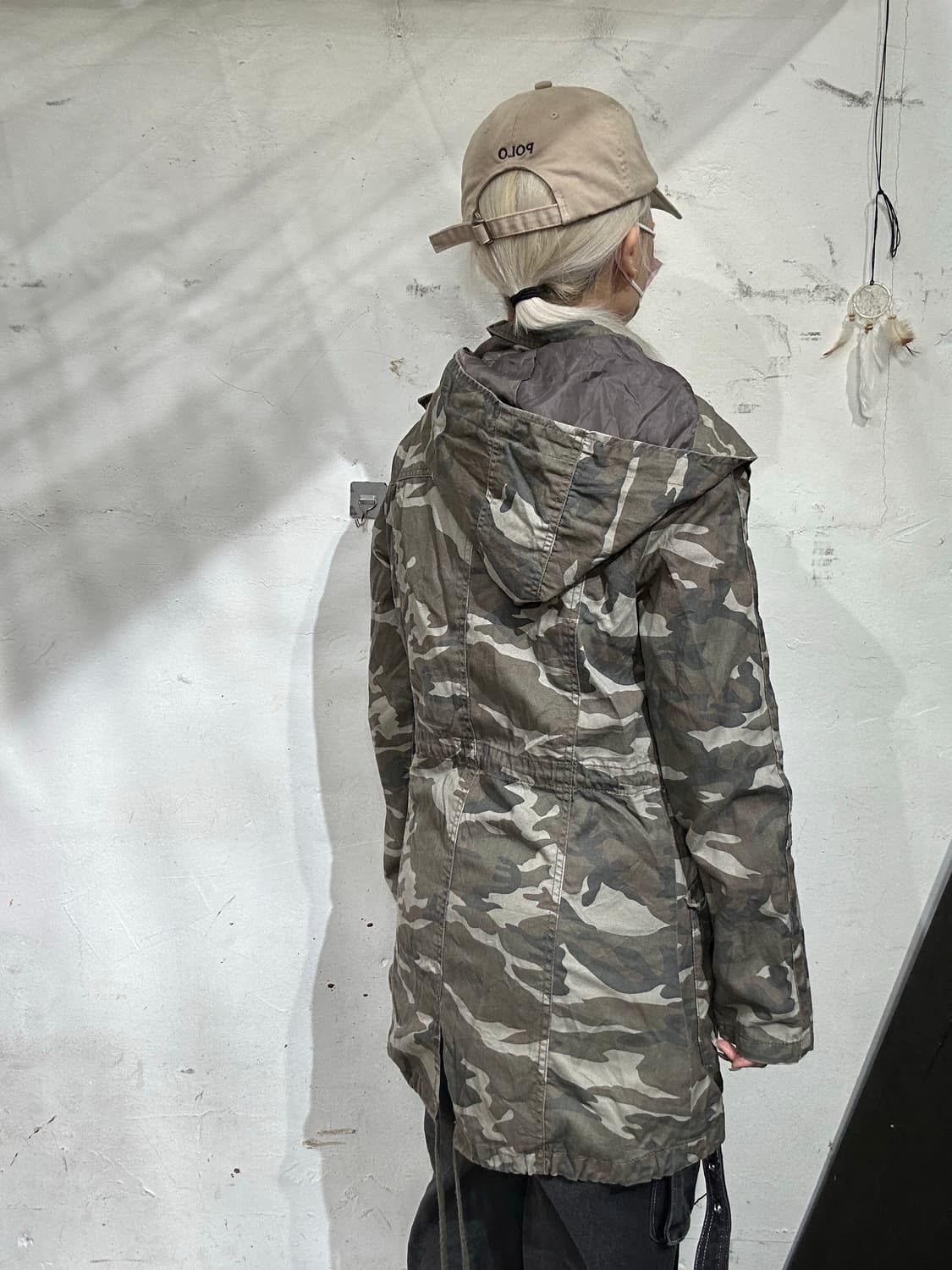 일본 빈티지 밀리터리 카모 후드 야상 갸루 코어 자켓 M 상품이미지3