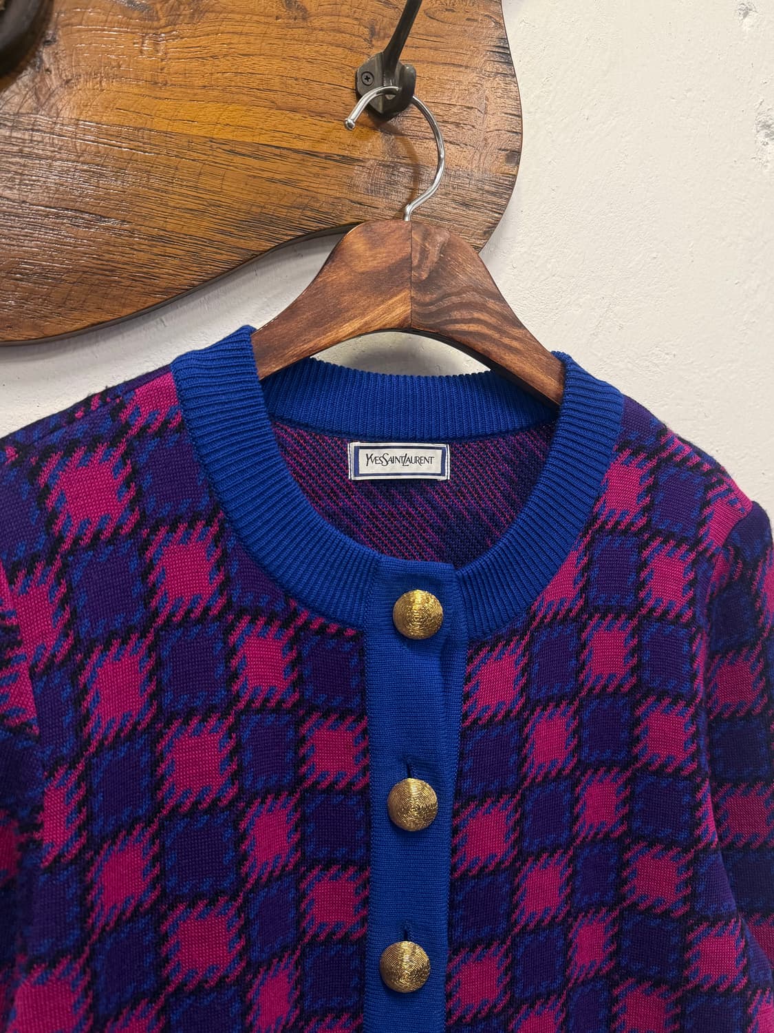 55) Yves Saint Laurent Wool Check Cardig 상품이미지3