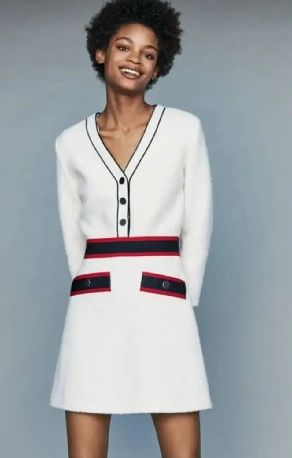 Maje 마쥬 아이보리 트리밍 금장 유인나 원피스 1 상품이미지2