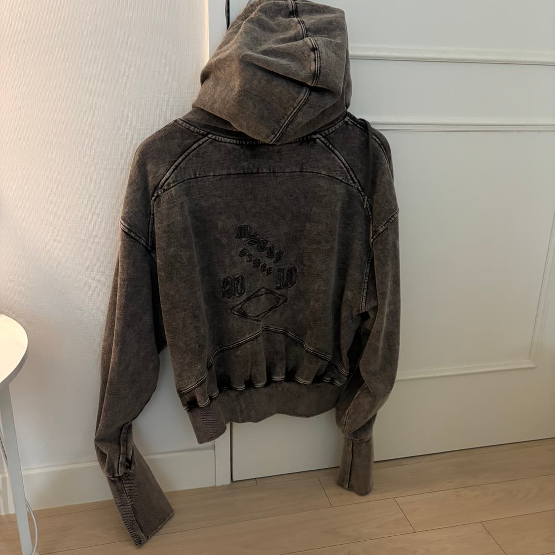 미스치프 벌룬 후드 워시드 차콜 S 상품이미지4