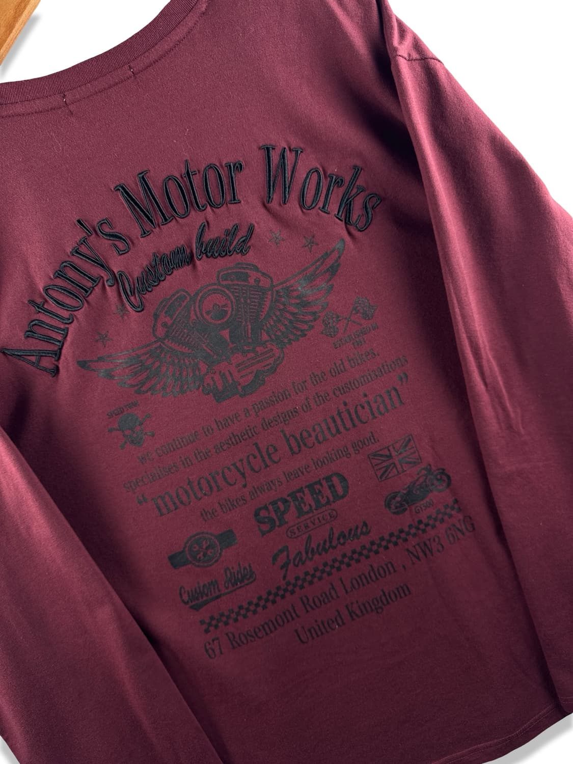 JPN Y2K 버건디 자수 롱슬리브2868 상품이미지5