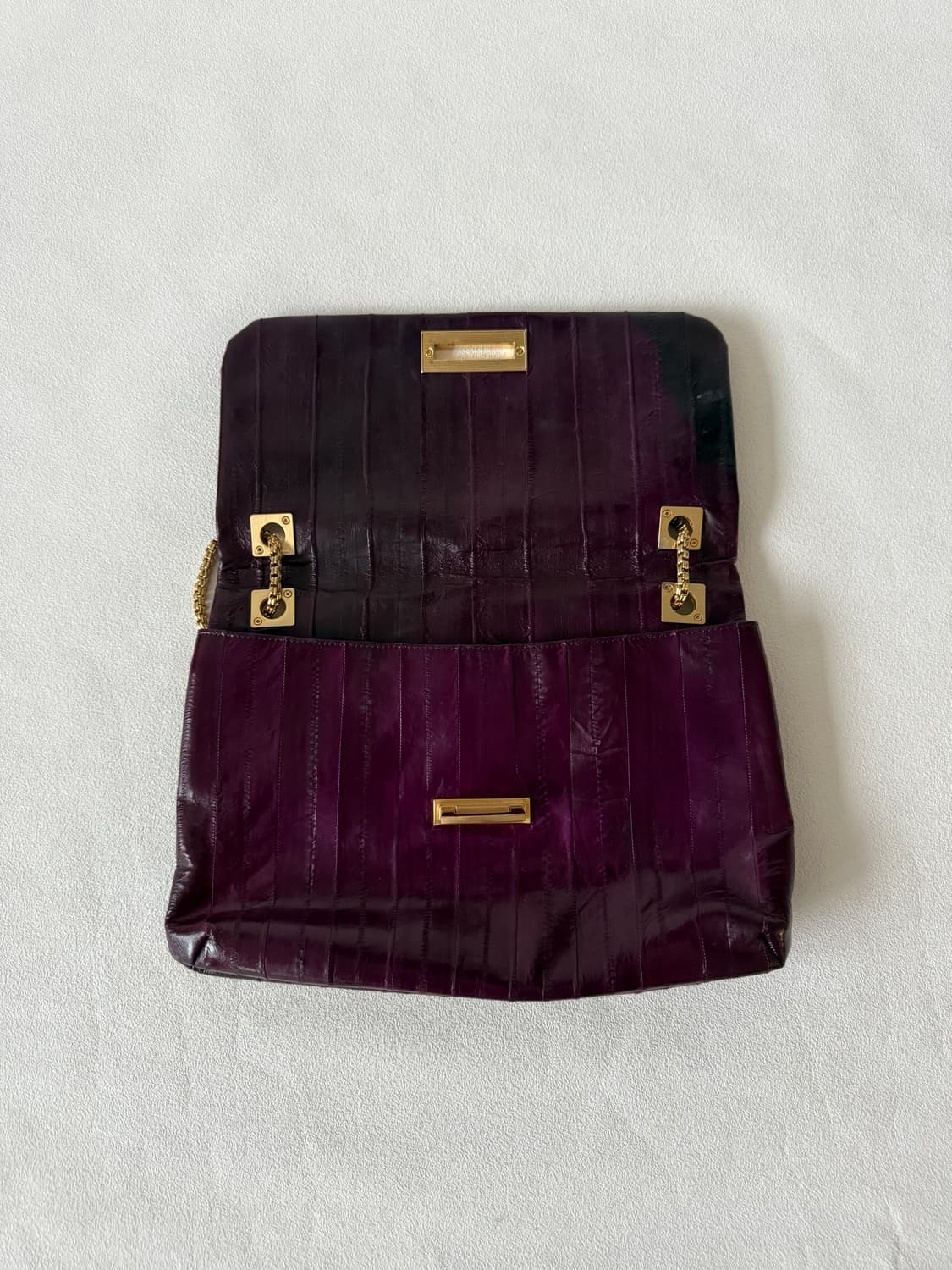 Pre owned 가오리 레더 체인 숄더백 상품이미지7