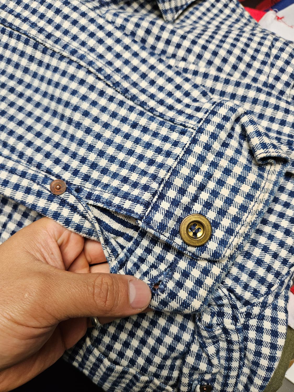 아메카지 웰코 WELL-COSTUME 체크 데님 자켓 38 상품이미지7