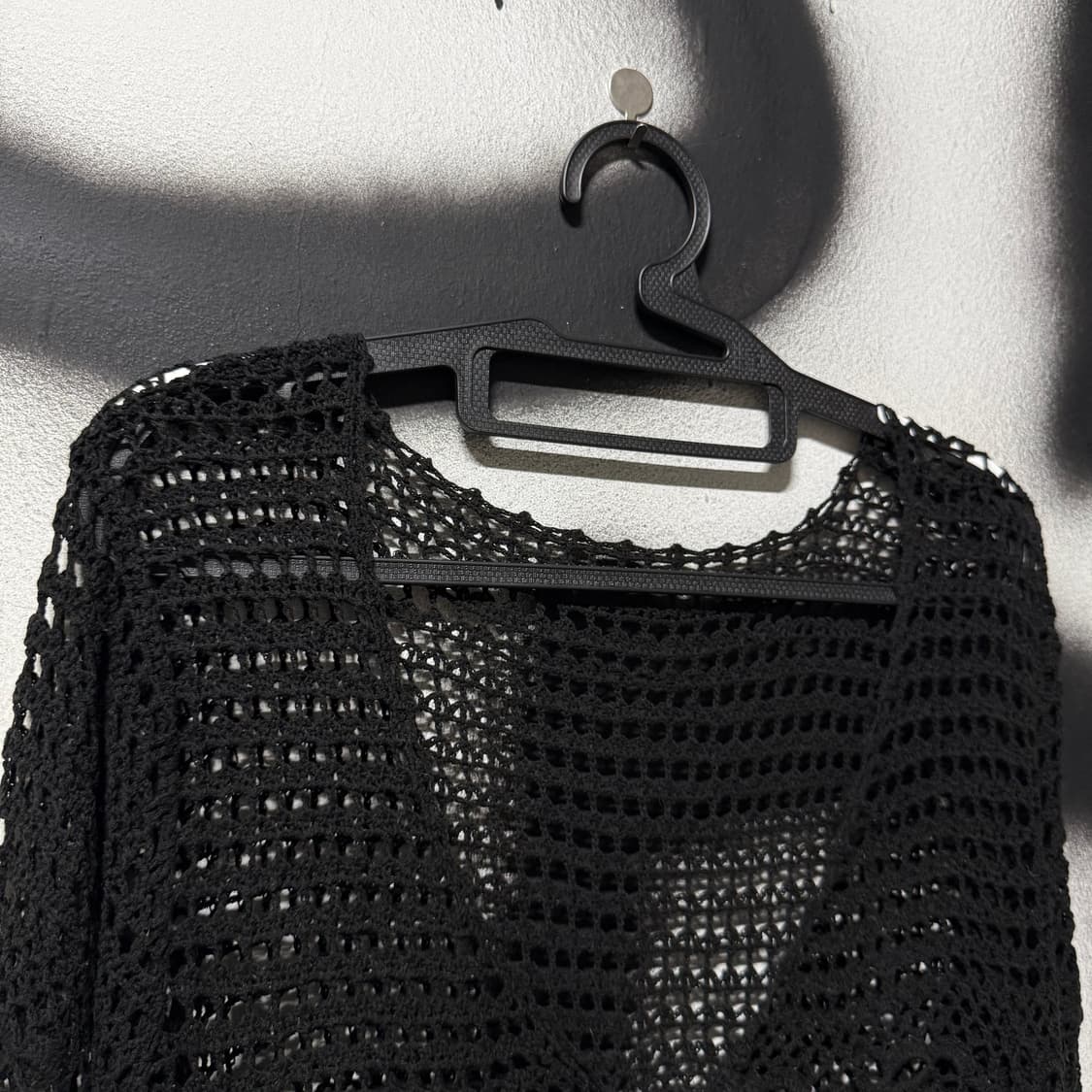 VTG 빈티지 블랙 펀칭 크로쉐 그물 니트 가디건 상품이미지3