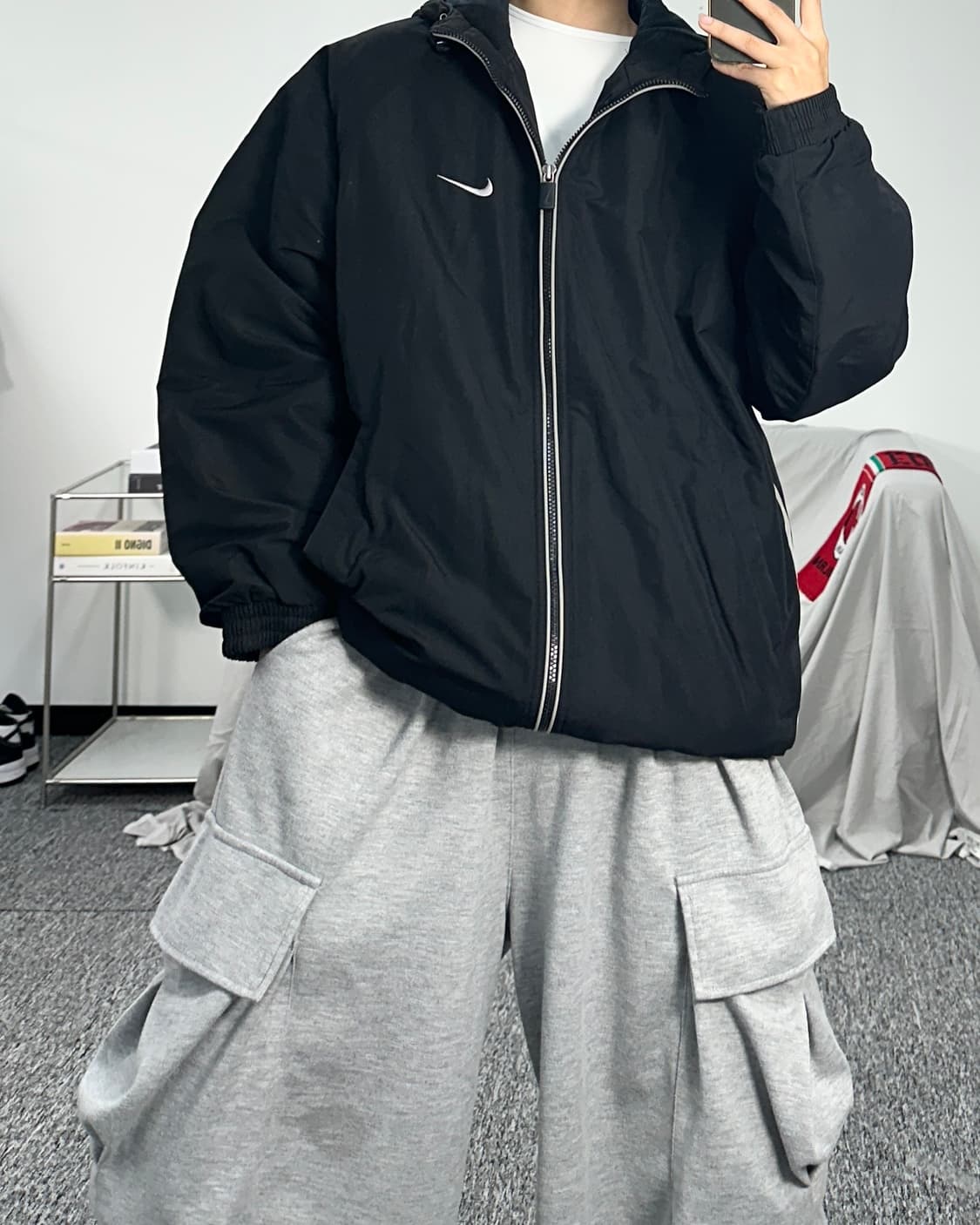 나이키 00s 블랙 누빔 점퍼 L 상품이미지4