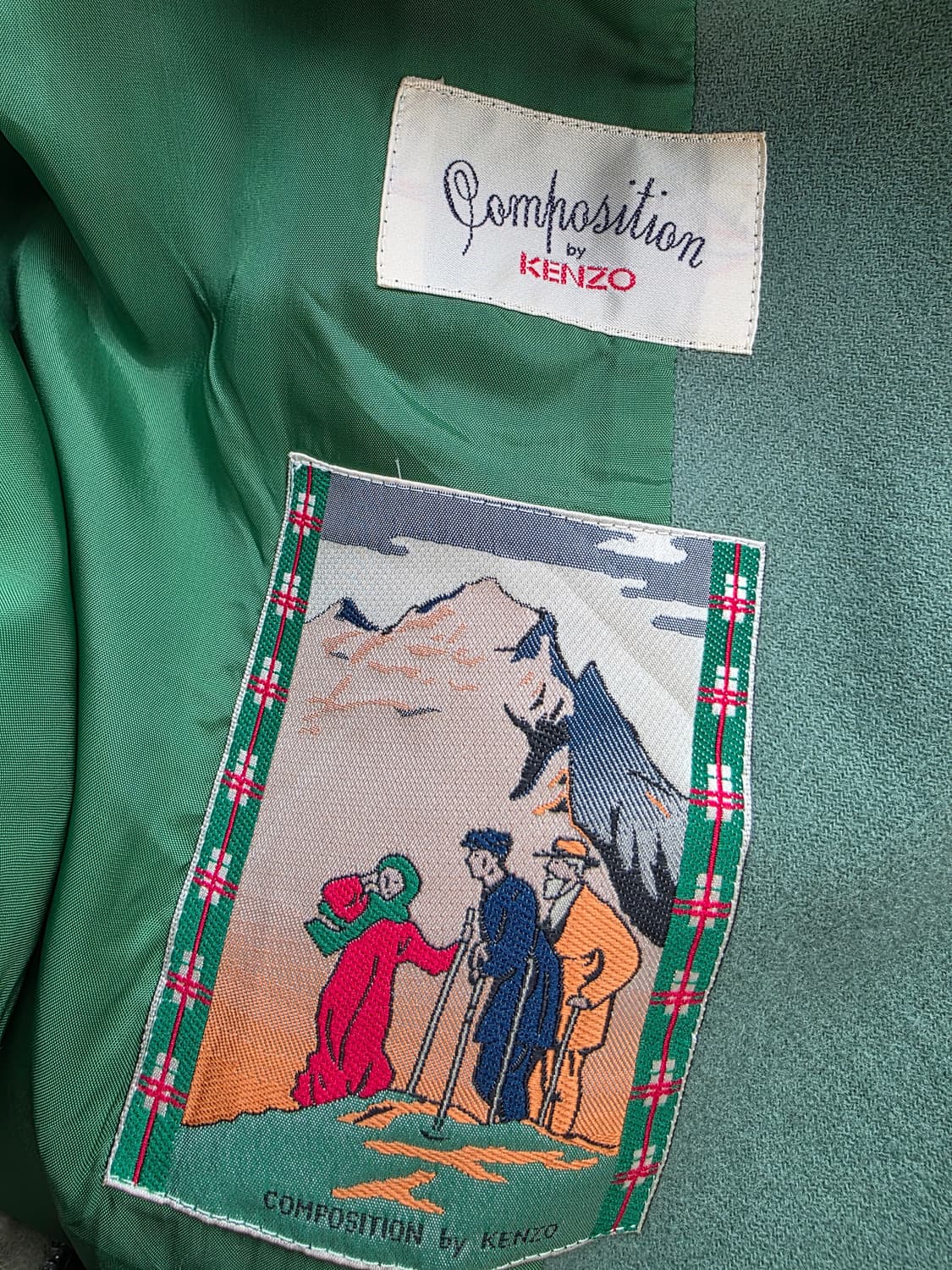 90s 빈티지 겐조(KENZO) 일러스트 라벨 울 셋업 슈트 상품이미지4