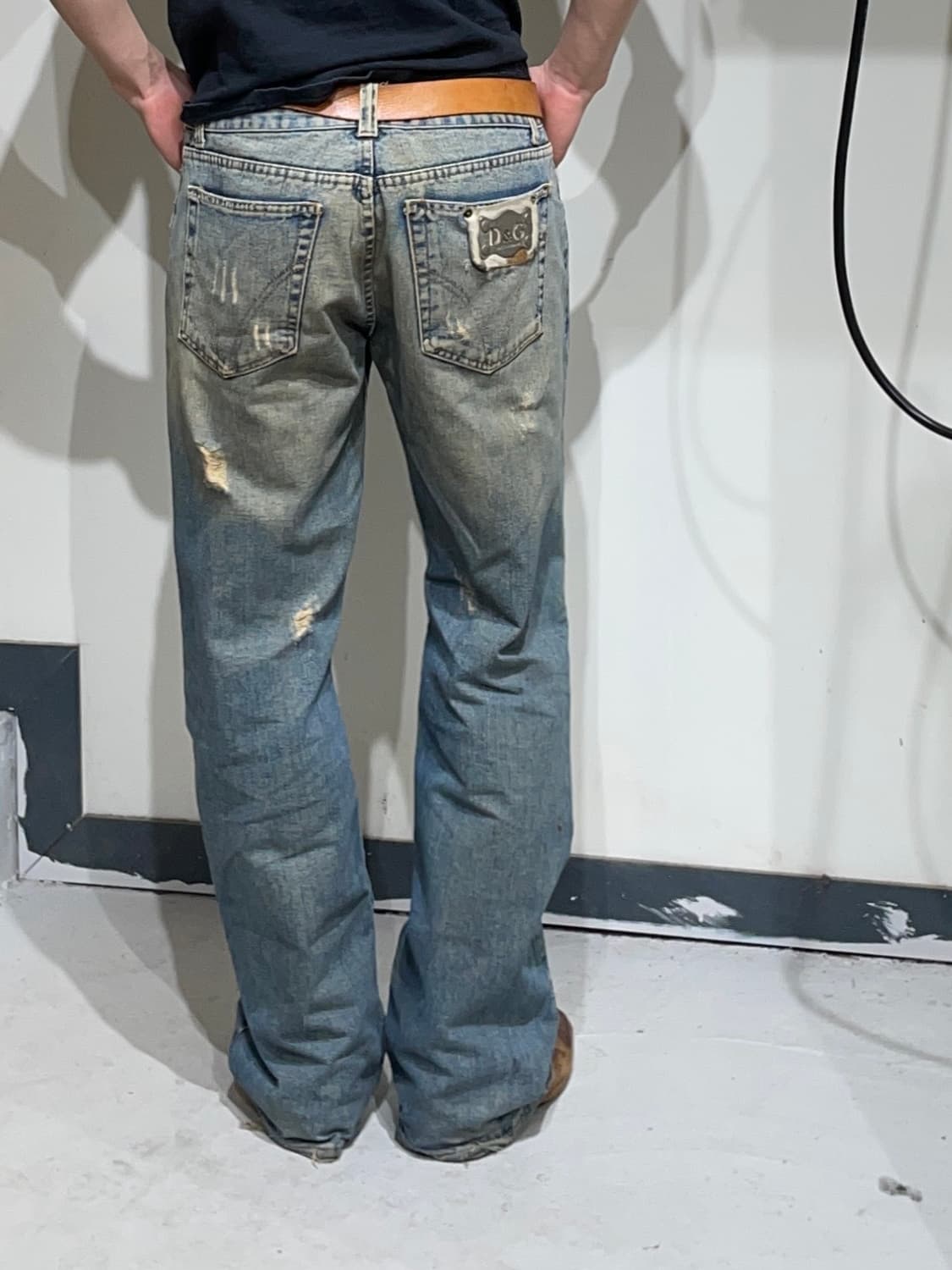 돌체앤가바나 송치패치 워싱 스트레이트 데님팬츠 상품이미지1