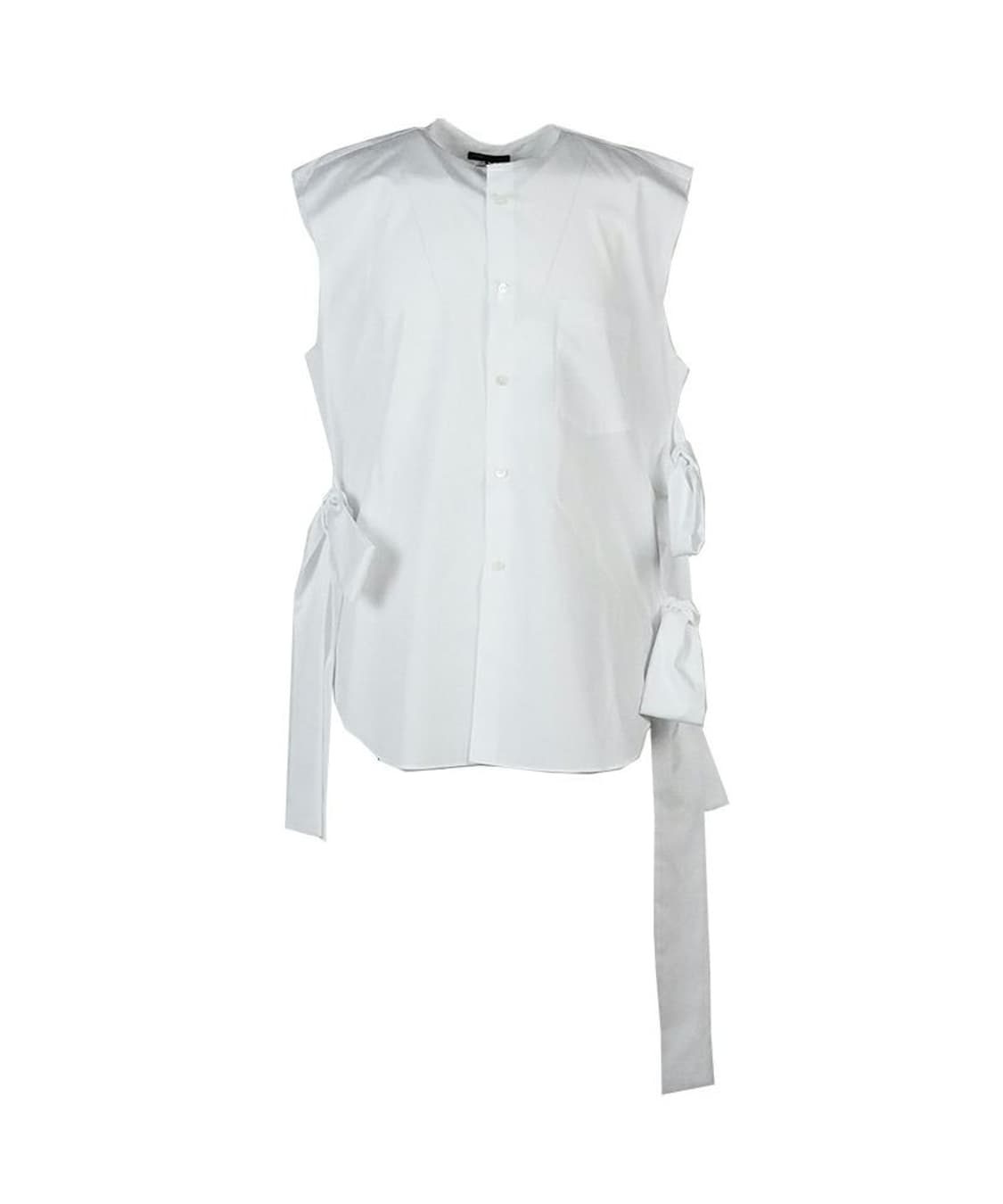 25ss 꼼데가르송 옴므플러스 슬리브리스 리본 화이트 블라우스 s 상품이미지1