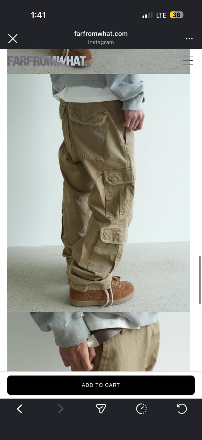 FARFROMWHAT 파 브이티지 카고 팬츠 베이지 상품이미지3