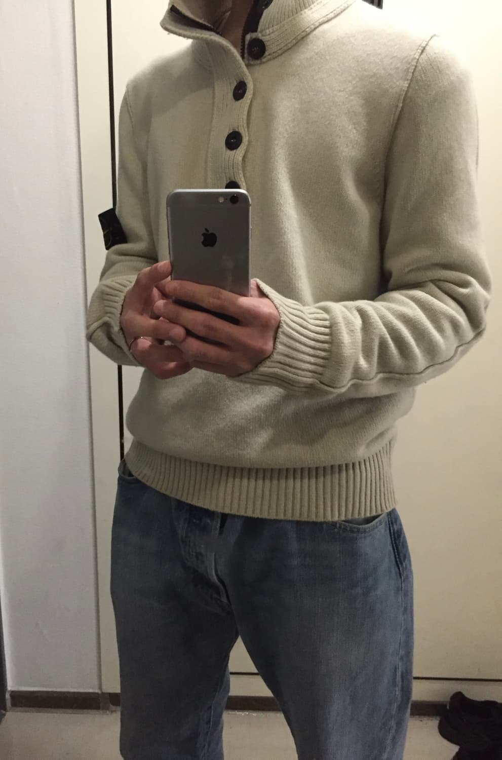 급처 스톤아일랜드 반집업 니트 S 아이보리 /6715508A3 상품이미지1