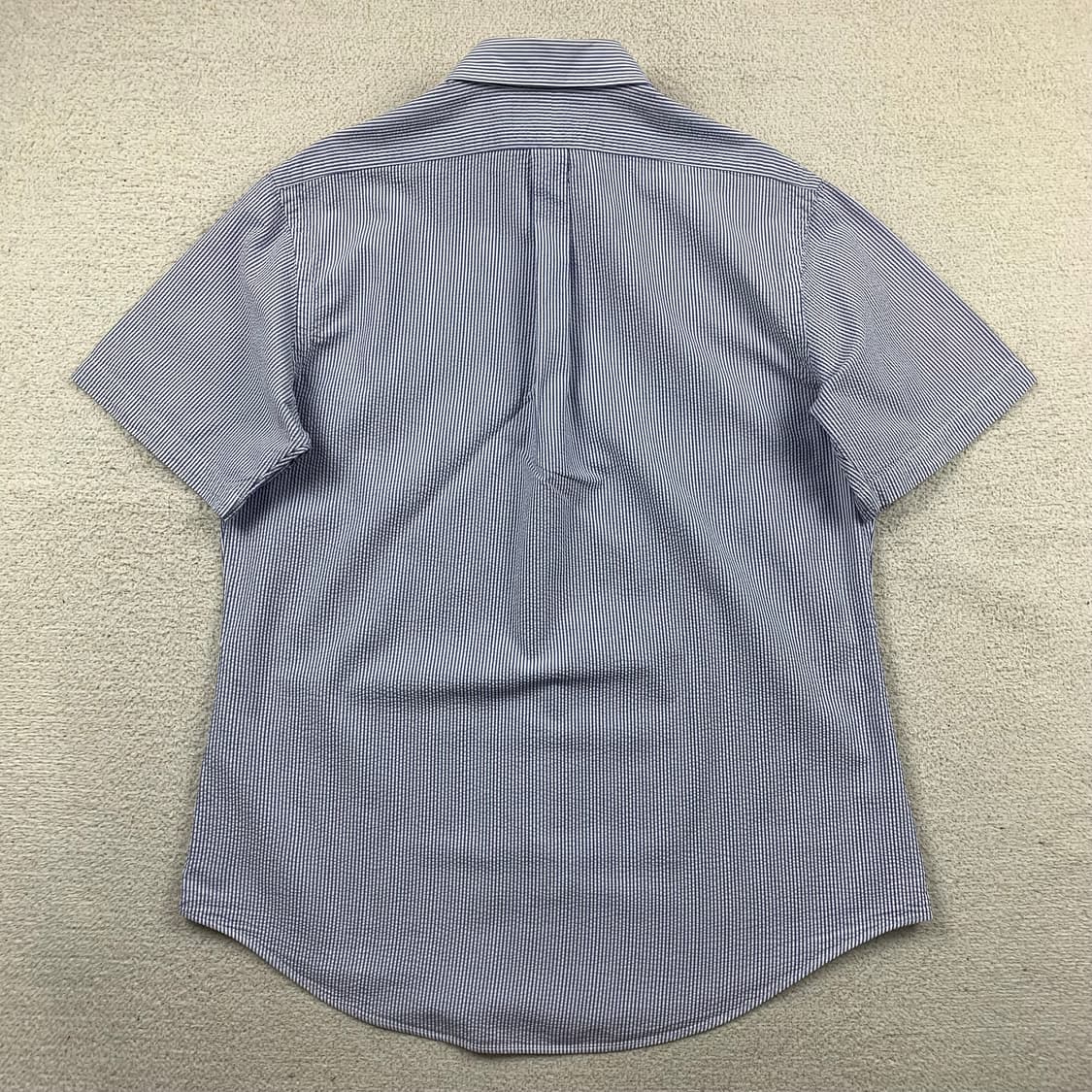 폴로 랄프로렌 포니로고 커스텀핏 시어서커 네이비 스트라이프 하프셔츠 상품이미지2