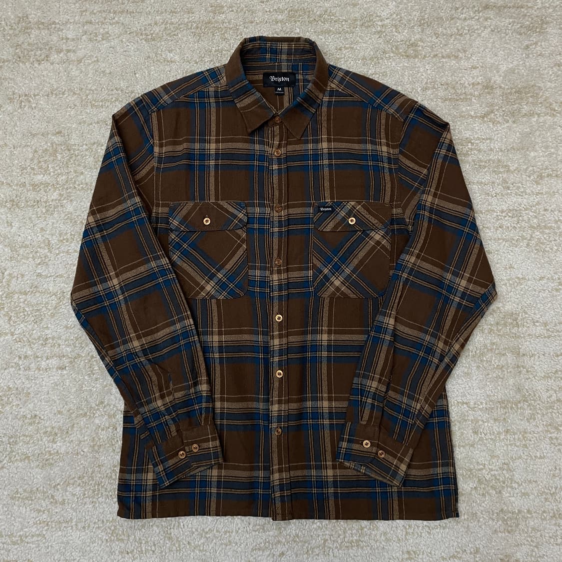 [M] 브릭스톤 플란넬 긴팔 체크 셔츠 브라운 상품이미지1