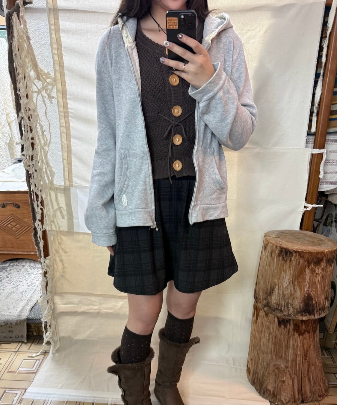 en face lace hoody zipup 상품이미지1