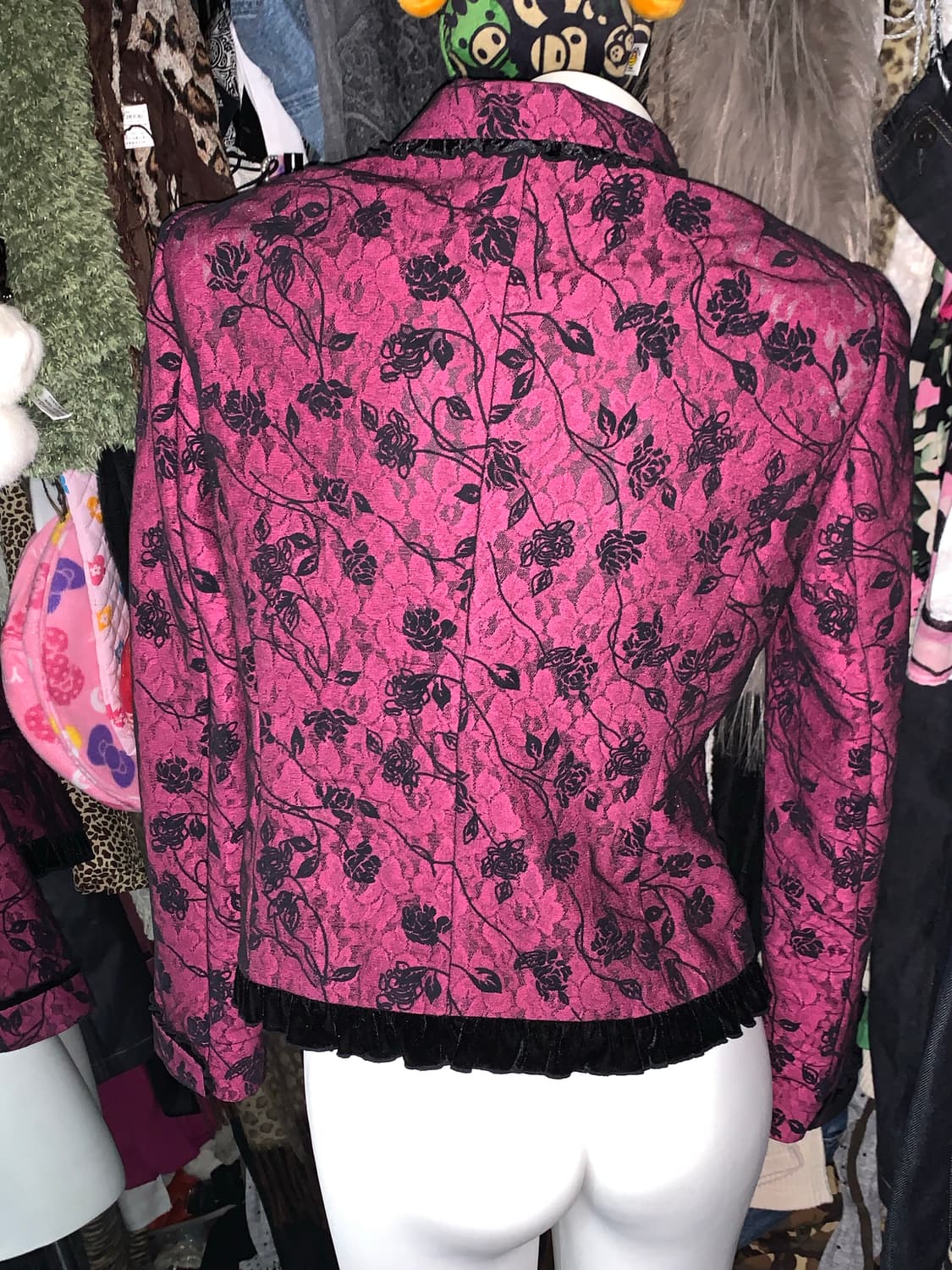 고스 펑크 엔틱 벨벳 로즈 블레이저 상품이미지2