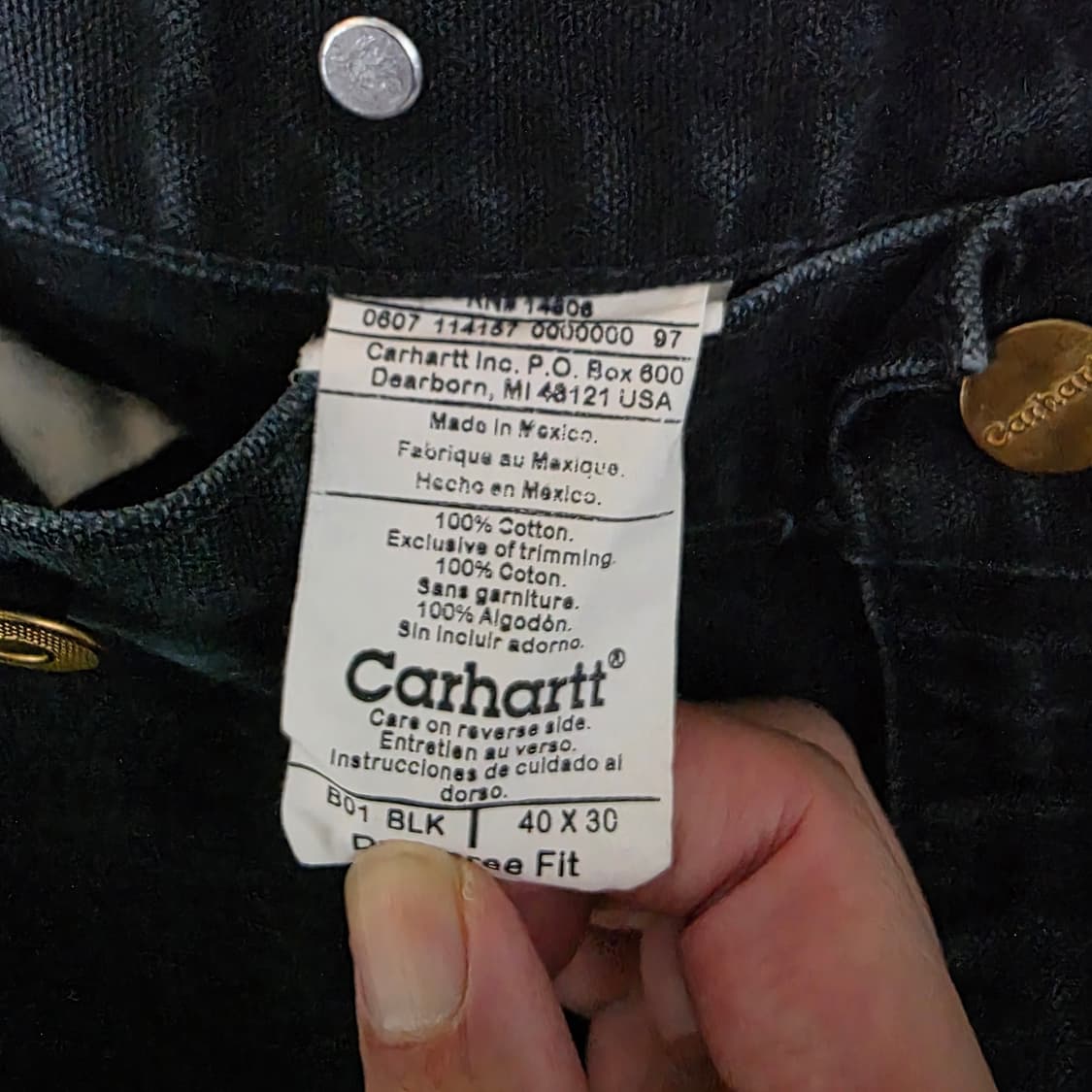 [40X30] 00s 빈티지 칼하트 더블니 B01 BLK 워크팬츠 상품이미지6