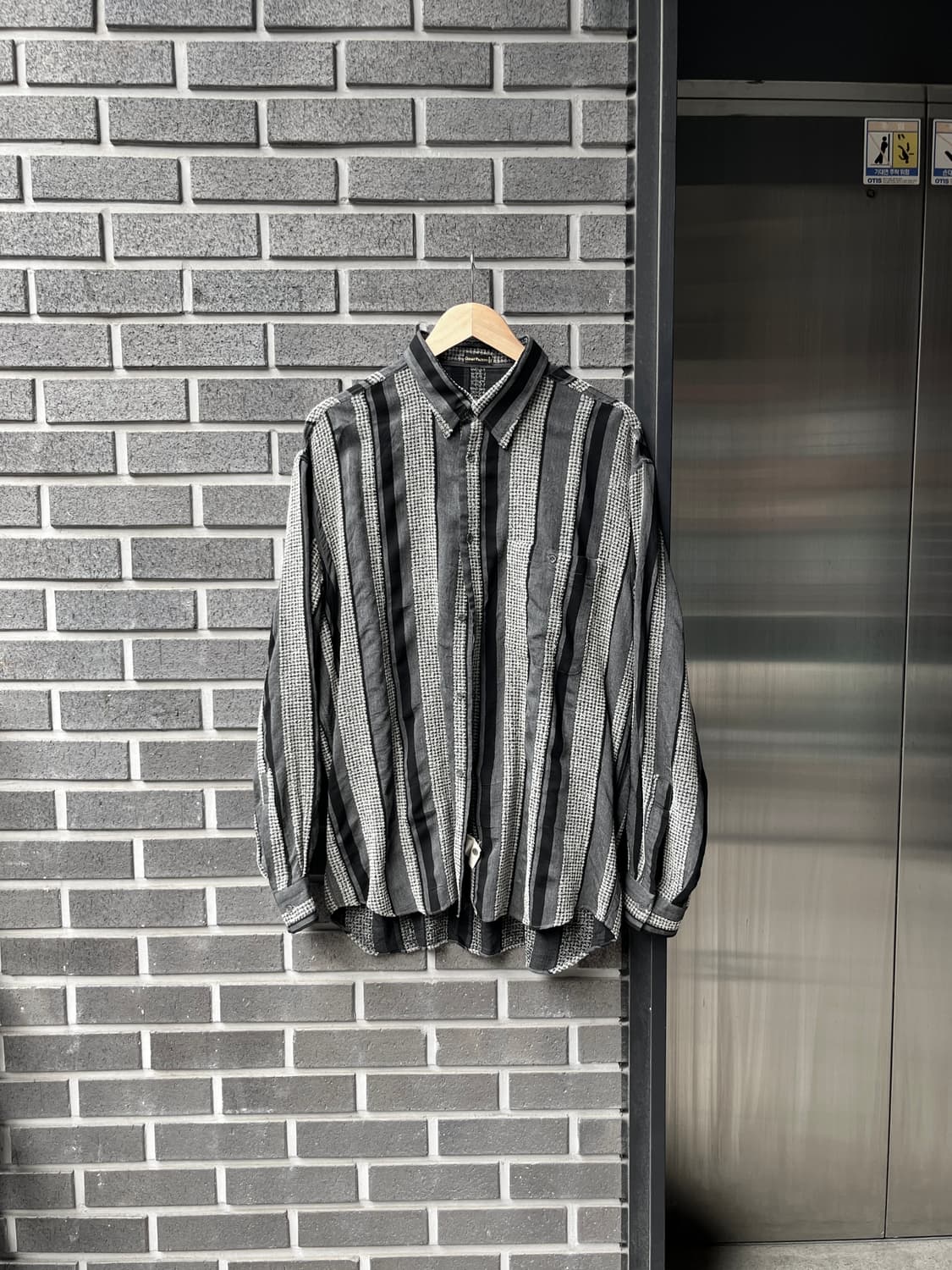 Cesare paciotti 울 트위드 스트라이프 셔츠 상품이미지3