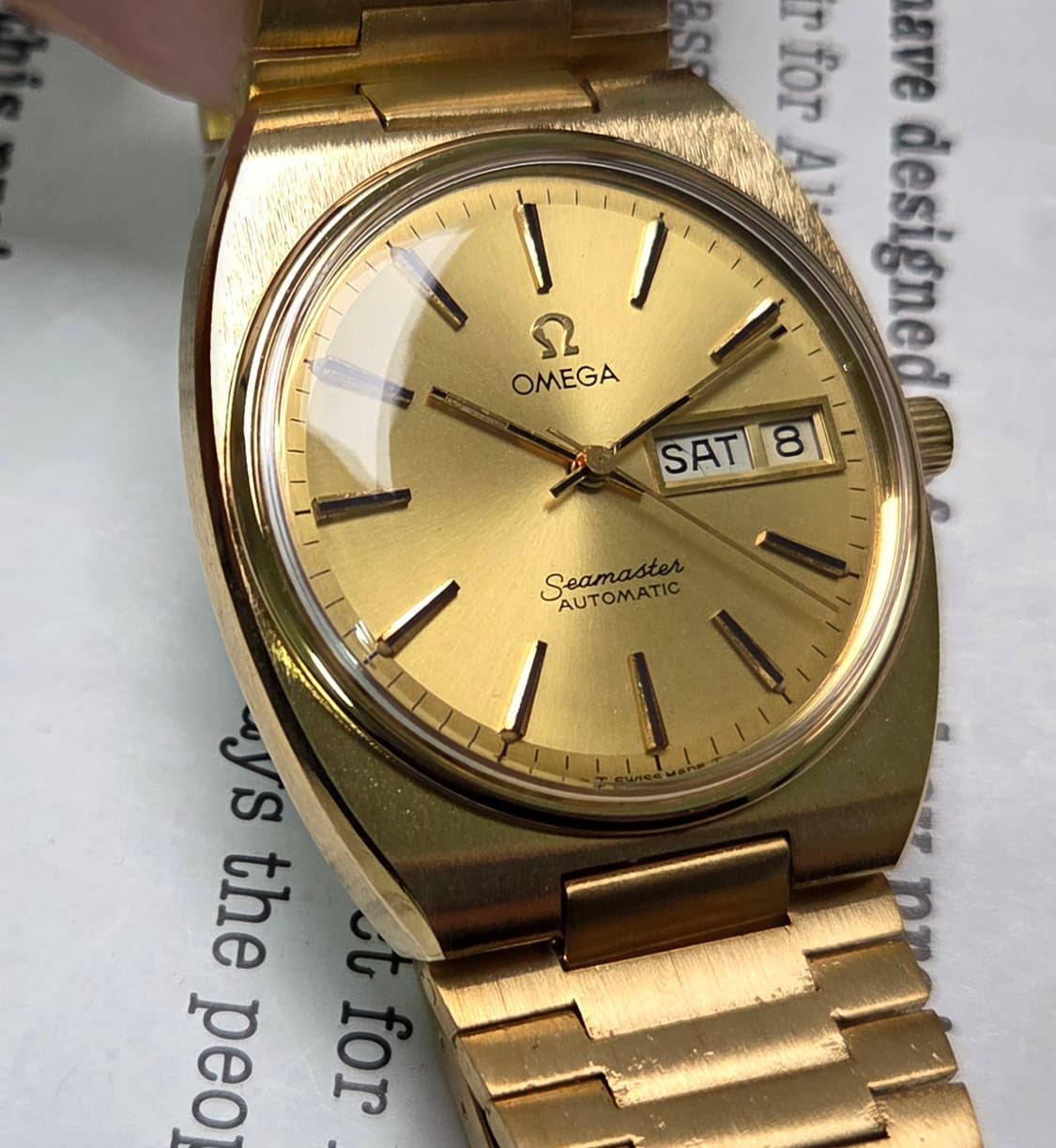 레어] 빈티지 오메가 씨마스터 고구마 데이데이트 올금장 뻐뻐시 브레이슬릿 상품이미지3