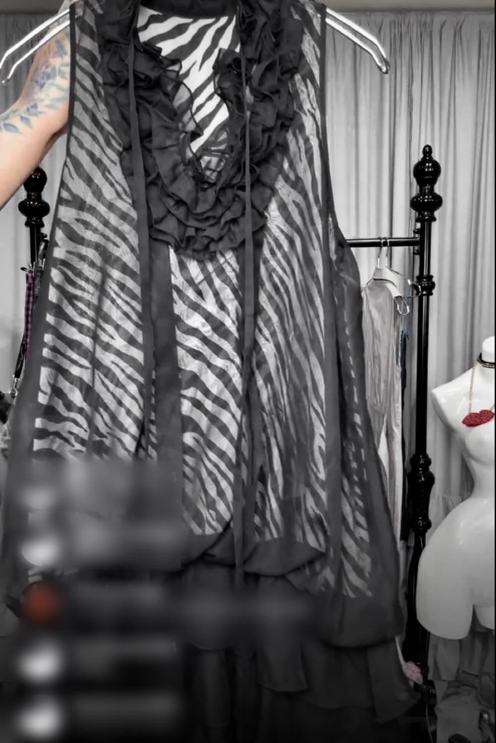 아케호무 빈티지 오네갸루 지브라 시스루 펌킨 원피스 상품이미지1