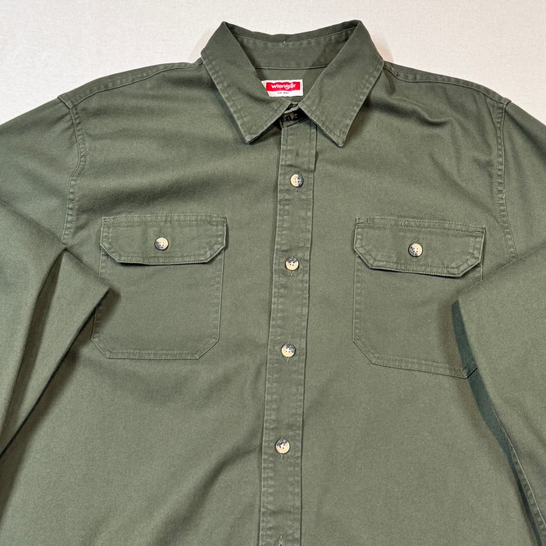 L) Wrangler 랭글러 투포켓 워크웨어 코튼 셔츠 올리브 W23 상품이미지3