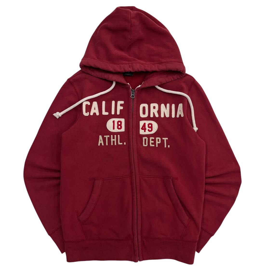 후아유 패치로고 버건디 후드집업 S 상품이미지2