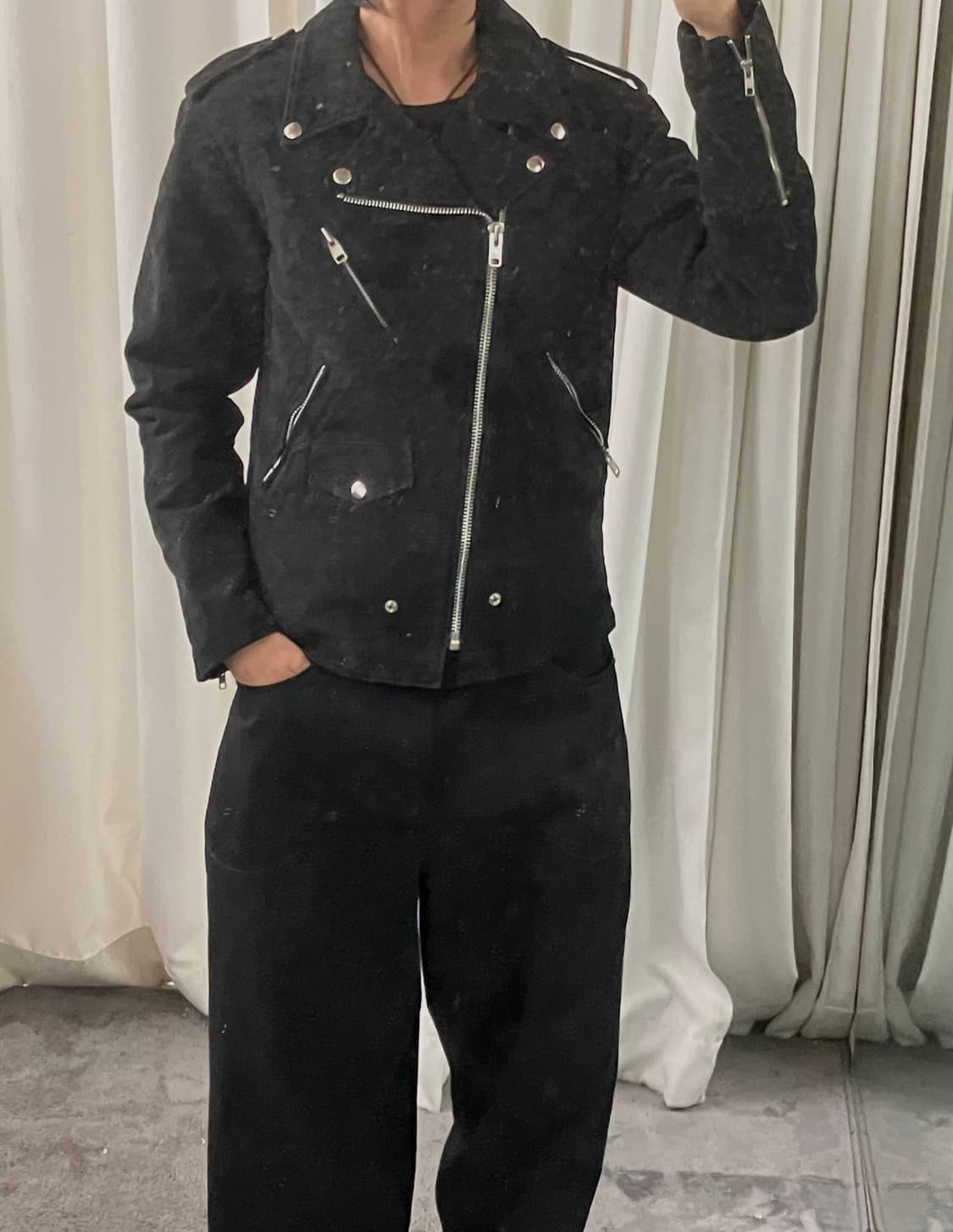 디파트먼트 5 블랙 코튼 라이더 자켓 50 상품이미지6