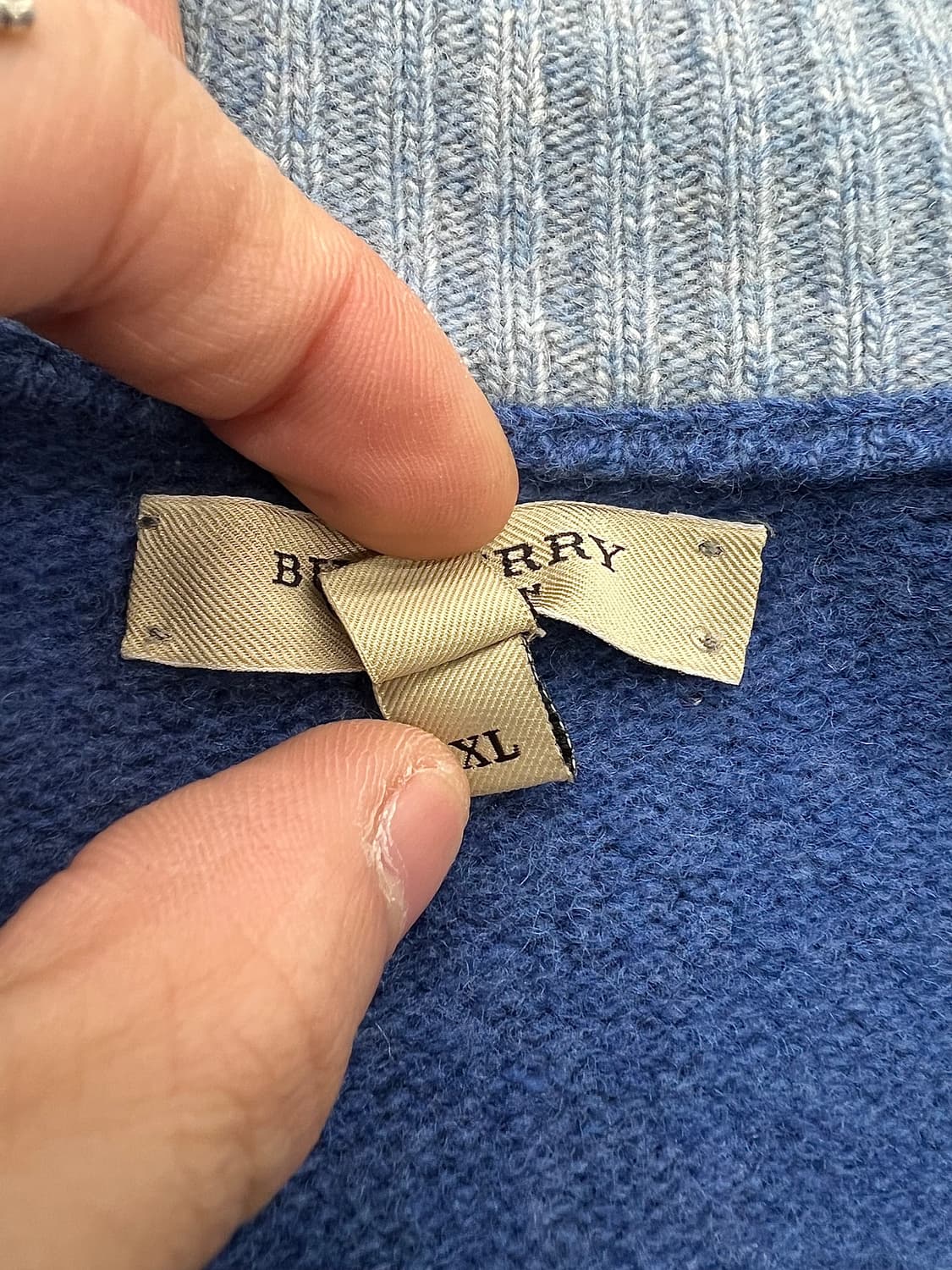 버버리 스카이 블루 캐시미어 울 혼방 엘보패치 풀집업 니트 자켓 상품이미지8