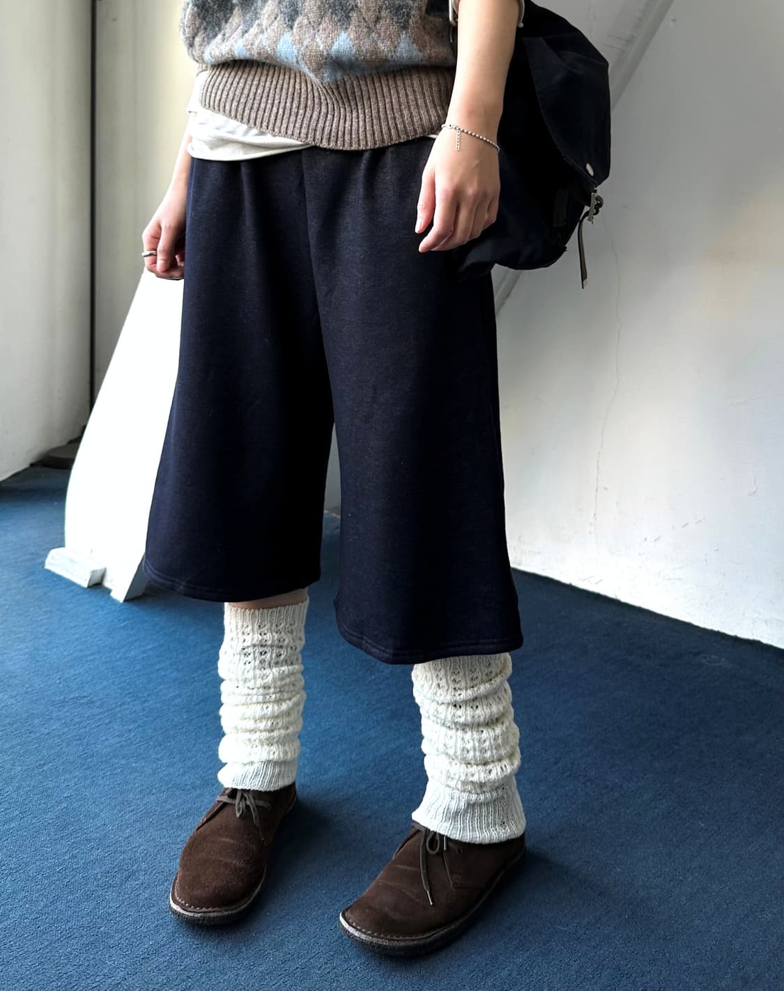 Inner fleece sweat design half easy trou 상품이미지2