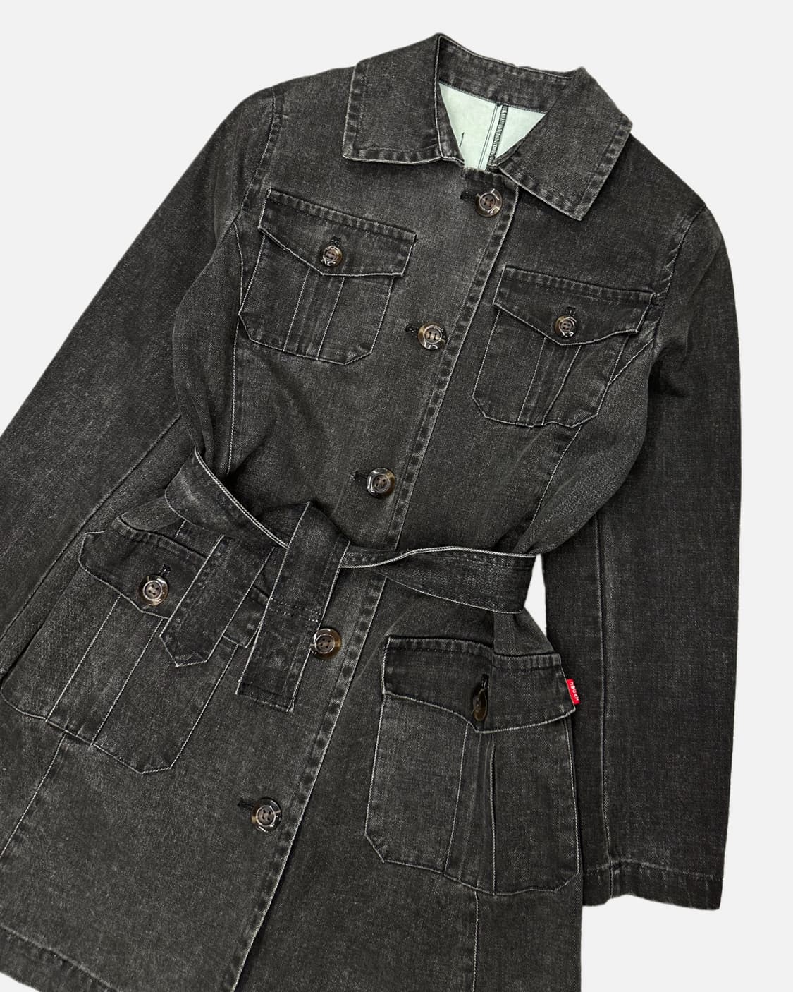 belted grey denim coat 상품이미지2