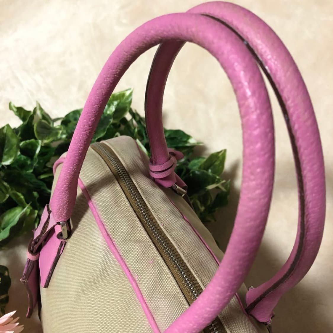 프라다 아카이브 캔버스 레더 볼링백 y2k 상품이미지6