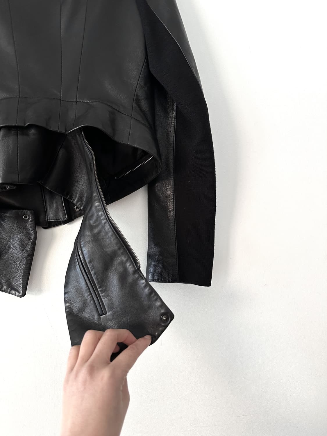 Slim lining dual leather jacket / black 상품이미지5