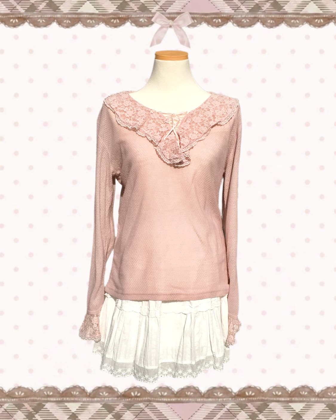 로사체리 레이스 핑크 롱슬리브 상품이미지2