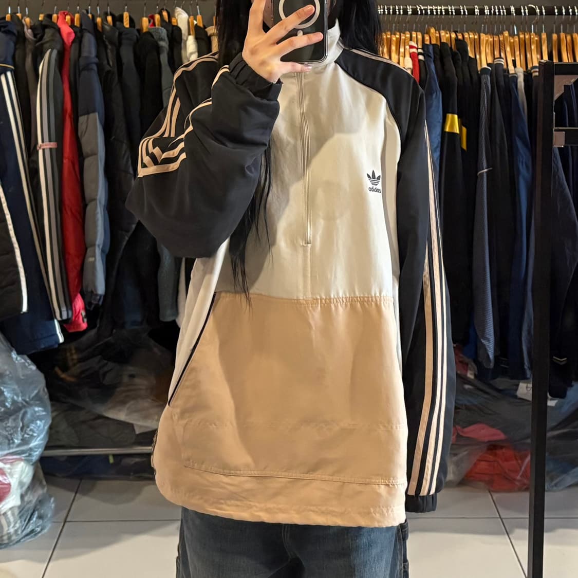 아디다스 우븐 아노락 반집업 웜업 상품이미지1