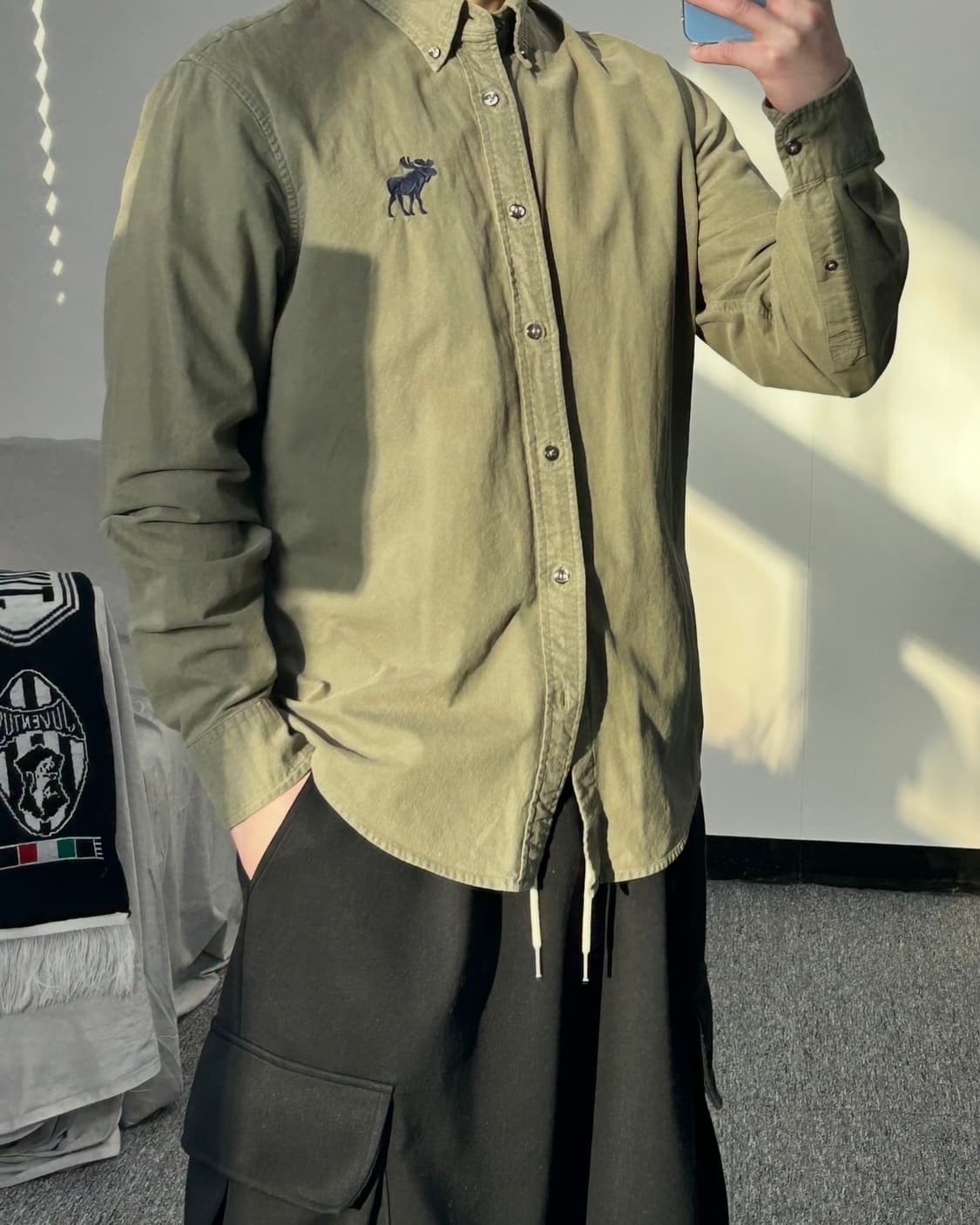 아베크롬비 로고 카키 셔츠 상품이미지2