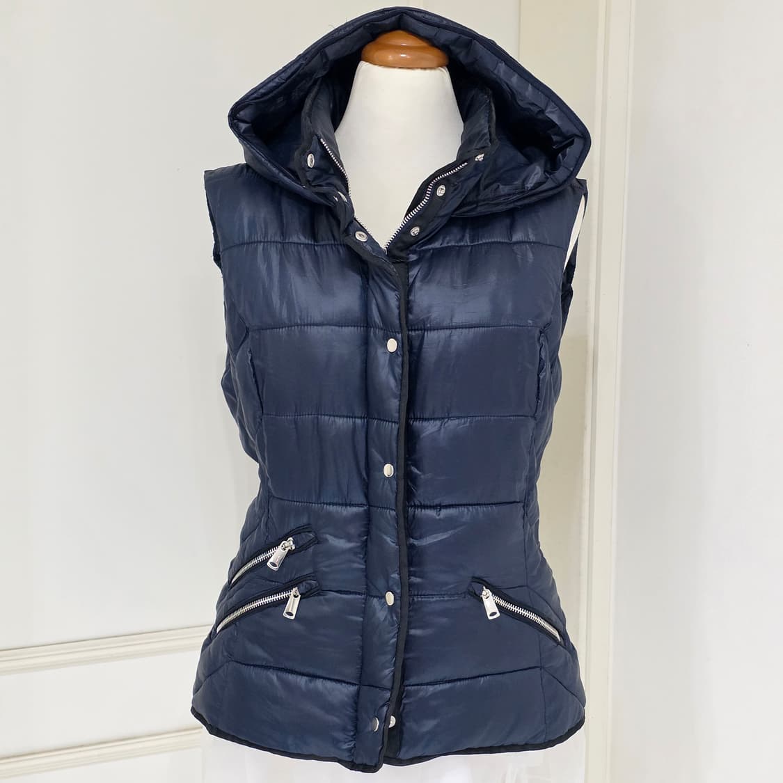 ZARA TRAF) Y2K 네이비 후드 패딩 빈티지 그런지 보헤미안 조끼 상품이미지1