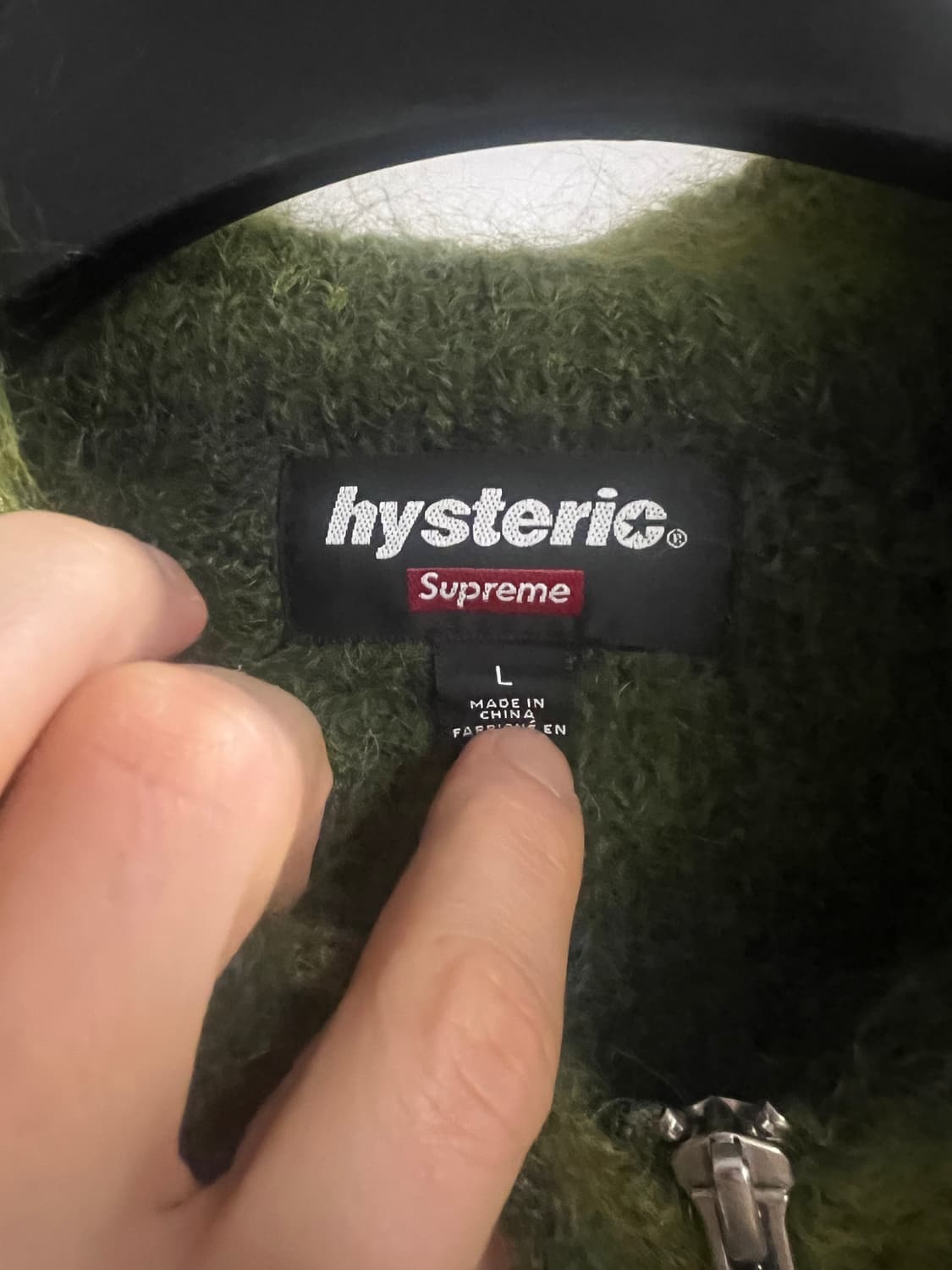 슈프림 X 히스테릭글래머 모헤어 집업후드 그린 상품이미지3