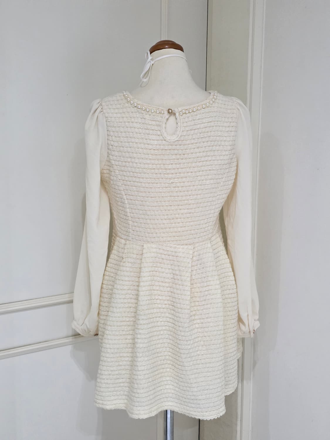 ingni 일본빈티지)히메라떼갸루 진주 트위드 쉬폰 로맨틱 원피스 상품이미지5