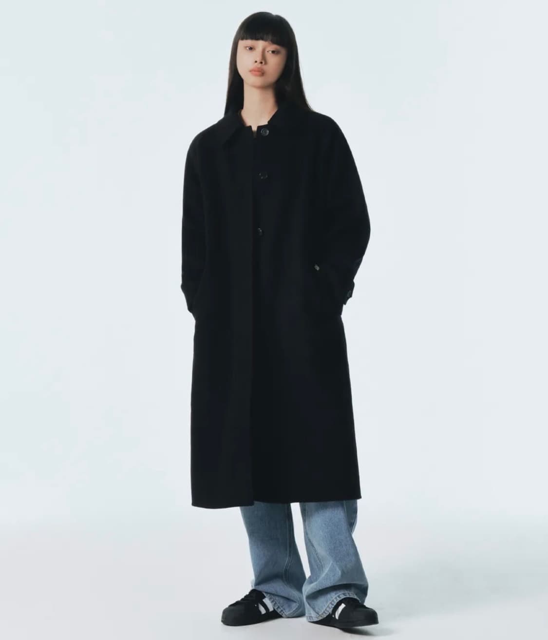 시티브리즈 벨티드 핸드메이드 롱 코트 블랙 상품이미지1