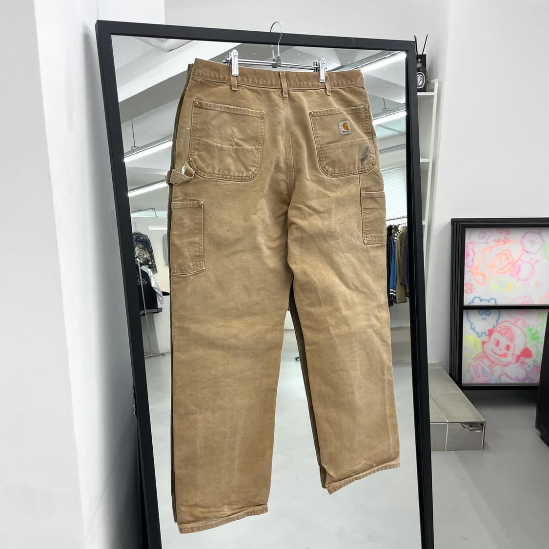 칼하트 OG 더블니 카펜터 덕캔버스 페이딩 와이드 워크팬츠 브라운 상품이미지2