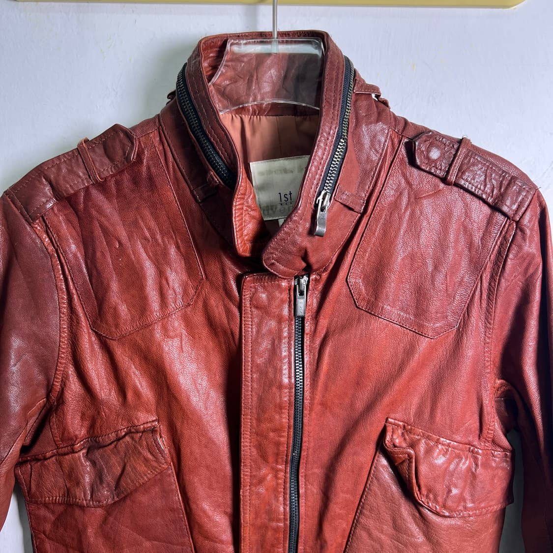 1st avenue 퍼스트 에비뉴 멀티지퍼 고트스킨 가죽 자켓 M 상품이미지4