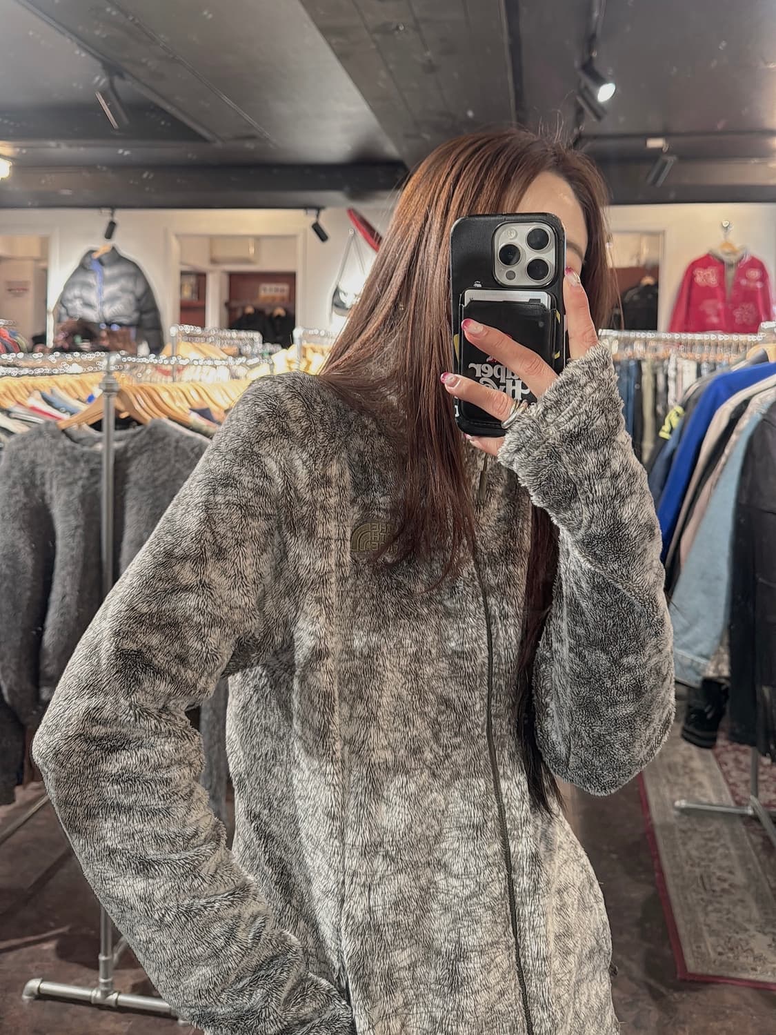 노스페이스 패턴 뽀글이 후리스 플리스 자켓 S 상품이미지8