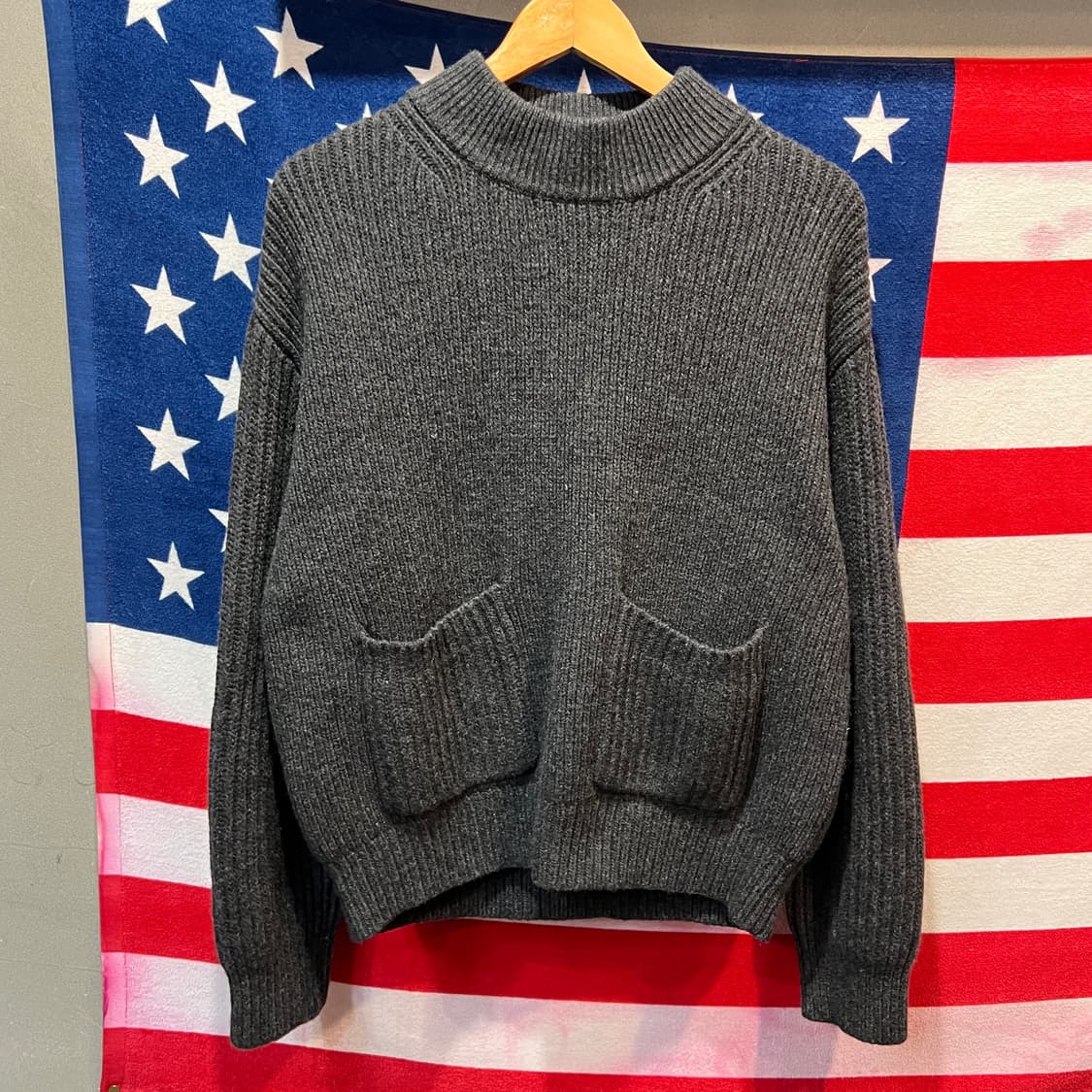 ESFAI 포켓 니트 차콜 그레이 상품이미지1