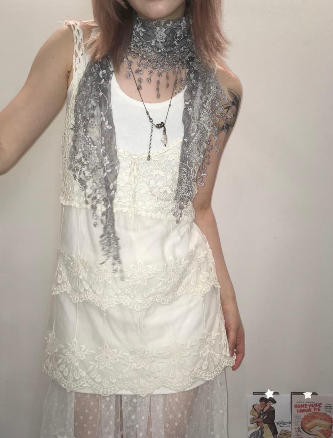 jpn vintage crochet lace sleeveless + iv 상품이미지3