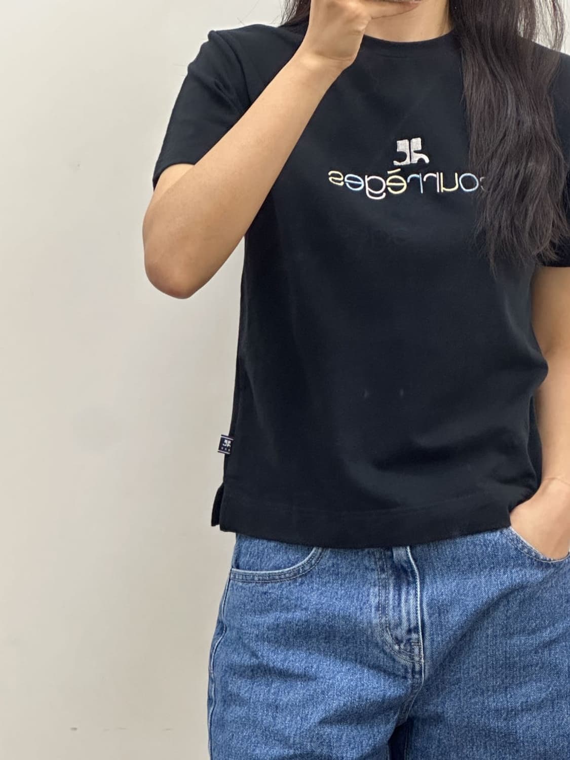 courreges / 꾸레쥬 블랙 로고 반팔 티셔츠  상품이미지10
